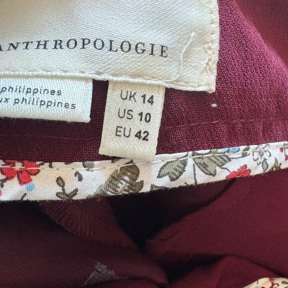 NWT By Anthropologie Sasha Wine Trousers Button Front Tapered Burgundy High Rise - Picture 11 of 16